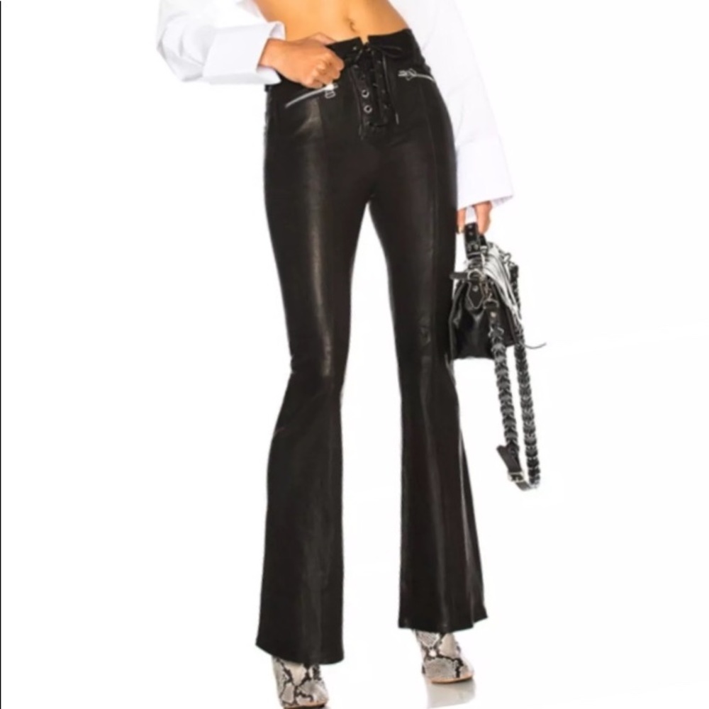 Black leather pants Bella rag and bone bell bottom